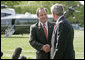White House Press Secretary Scott McClellan and President Bush announce that Mr. McClellan is resigning his position on the South Lawn Wednesday, April 19, 2006. "One of these days he and I are going to be rocking on chairs in Texas, talking about the good old days and his time as the Press Secretary," said the President. "And I can assure you I will feel the same way then that I feel now, that I can say to Scott, job well done." White House photo by Eric Draper