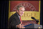 President George W. Bush remarks from the podium during a visit Wednesday, April 19, 2006, to Tuskegee, Ala., where he spoke on the American Competitiveness Initiative. White House photo by Paul Morse