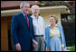 President George W. Bush, Former President Gerald Ford and Betty Ford greet the media at the end of his visit in Rancho Mirage, California, Sunday, April 23, 2006. White House photo by Eric Draper