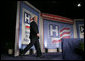 President George W. Bush steps onto the stage at the Washington Hilton Hotel Monday, May 1, 2006, prior to delivering his remarks on health care initiatives. Said the President, "America has the best health care system in the world, pure and simple." White House photo by Paul Morse