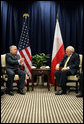 Vice President Dick Cheney and Poland’s President Lech Kaczynski hold a bilateral meeting Thursday, May 4, 2006 at the Vilnius Conference 2006 in Vilnius, Lithuania. During the meeting the two leaders discussed the important relationship between the two countries. White House photo by David Bohrer