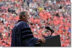 President George W. Bush delivers the commencement address to the class of 2006 of Oklahoma State University in Stillwater, OK on Saturday May 6, 2006.  White House photo by Paul Morse
