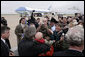 President George W. Bush greets families and personnel at Vance Air Force base in Enid, OK on Saturday May 6, 2006. White House photo by Paul Morse