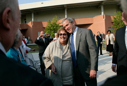 President George W. Bush visits with seniors while attending a Medicare Prescription Drug Benefit Enrollment Event at Broward Community College in Coconut Creek, Fla., May 9, 2006. White House photo by Eric Draper