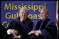 President and Mississippi Governor Haley Barbour attend the 2006 graduation class at Mississippi Gulf Coast Community College in Biloxi, Miss., Thursday, May 11, 2006. "You continued your studies in classrooms with crumbling walls. You lost homes, and slept in tents near campus to finish courses," said the President speaking about the students' experiences. "You cleared debris during the day and you went to class at night." White House photo by Paul Morse