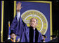 President addresses the 2006 graduation class at Mississippi Gulf Coast Community College in Biloxi, Miss., Thursday, May 11, 2006. "I am proud to stand before some of the most determined students at college or university in America," said the President. "Over these past nine months you have shown a resilience more powerful than any storm." White House photo by Paul Morse