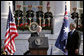Prime Minister John Howard speaks during the State Arrival Ceremony held in his honor on the South Lawn Tuesday, May 16, 2006. "Terrorism respects no value system; terrorism does not respect the tenets of the great religions of the world; terrorism is based on evil, intolerance and bigotry," said Prime Minister Howard of America and Australia's efforts in the War of Terror. "And no free societies, such as Australia and the United States, can ever buckle under to bigotry and intolerance." White House photo by Paul Morse