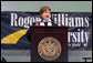 Mrs. Laura Bush delivers the commencement speech on Saturday, May 20, 2006, to Roger Williams University’s graduating class of 2006, in Bristol, Rhode Island. In her remark, Mrs. Bush recognized Nadima Sahar, Arezo Kohistani and Mahbooba Babrakzai, the first graduates of the Initiative to Educate Afghan Women at Roger Williams University: “American women know that Afghanistan’s future success requires widespread education among Afghans. By educating promising young Afghan women in American colleges, the Initiative is making sure Afghanistan’s future leaders will extend the freedom and opportunity of their new democracy to all Afghans – including women and girls,” said Mrs. Bush. White House photo by Shealah Craighead
