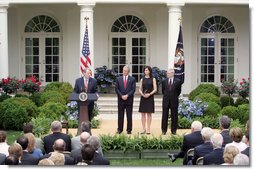 Rob Portman speaks during his swearing-in ceremony as the Director of the Office of Management and Budget in the Rose Garden Friday, June 2, 2006. White House photo by Kimberlee Hewitt