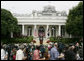 President George W. Bush talks with members of the media Wednesday morning, June 14, 2006, during a news conference in the Rose Garden, following his trip to Iraq where he met with members of the Iraq government and U.S. troops. White House photo by Kimberlee Hewitt