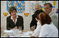 Mrs. Laura Bush listens to roundtable participants Friday, July 14, 2006, during a tour of the Pediatric HIV/AIDS Clinical Center of Russia in St. Petersburg, Russia. White House photo by Shealah Craighead