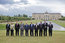 The G8 leaders pose of a photograph at Konstantinvosky Palace in Strelna, Russia, Sunday, July 16, 2006. From left, they are: Italian Prime Minister Romano Prodi; German Chancellor Angela Merkel; United Kingdom Prime Minister Tony Blair; French President Jacques Chirac; Russian President Vladimir Putin; President George W. Bush; Japanese Prime Minister Junichiro Koizumi; Canadian Prime Minister Stephen Harper; President of the European Union Prime Minister Matti Vanhanen of Finland, and European Commission President Jose Manuel Barroso. White House photo by Paul Morse