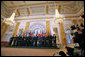 President George W. Bush poses with fellow G8 leaders, invited leaders and heads of international organizations for a group photograph at Konstantinvosky Palace in Strelna, Russia, Monday, July 17, 2006. White House photo by Paul Morse