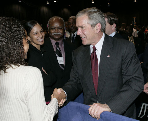 President George W. Bush meets delegates and guests at the annual convention of the National Association for the Advancement of Colored People (NAACP), following his remarks at the convention Thursday, July 20, 2006 in Washington, D.C. White House photo by Eric Draper