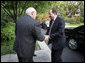 Vice President Dick Cheney welcomes Prime Minister of Iraq Nouri al-Maliki to the Vice President’s residence at the U.S. Naval Observatory in Washington, D.C. for a dinner, Wednesday, July 26, 2006. Earlier in the day Prime Minister Maliki addressed a Joint Meeting of Congress and accompanied President George W. Bush in meeting with U.S. military personnel at Fort Belvoir, Va. White House photo by David Bohrer
