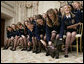 Members of the National FFA Organization State Presidents’ Conference meet “Miss Beazley” Thursday, July 27, 2006, in the State Dining Room of the White House, prior to their meeting with President George W. Bush. The National FFA is a youth organization founded in 1928 that prepares high school students for leadership, personal growth and successful careers through agricultural education. White House photo by Eric Draper