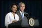 Secretary of State Condoleezza Rice answers questions on the Middle East during a news conference with President George W. Bush Monday, Aug. 7, 2006, in Crawford, Texas. White House photo by Eric Draper