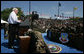 Vice President Dick Cheney addresses over 8,000 military and civilian personnel and their families, Tuesday, August 29, 2006, at Offutt Air Force Base in Omaha, Neb. "Every day you go on duty, you make this nation safer, and you show the world that the people who wear this country's uniform are men and women of skill, and perseverance, and honor," the Vice President said. "Standing here today, in the great American heartland, I want to thank each and every one of you for the vital work you do, and for your example of service and character." White House photo by David Bohrer