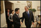President George W. Bush welcomes President Roh Moo-hyun of South Korea to the Oval Office Thursday, Sept. 14, 2006. White House photo by Eric Draper