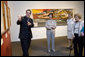 Mrs. Laura Bush and her mother, Jenna Welch, far right, are guided by Mr. Alfonso Miranda Márquez, far left, and Ms. Pilar O’Leary, center, on a tour of the exhibit, "Myths, Mortals, and Immortals: Works from Museo Soumaya de Mexico," at the Smithsonian International Gallery in Washington, D.C., Friday, Sept. 15, 2006. September 15 marks the first day of Hispanic Heritage Month. White House photo by Shealah Craighead