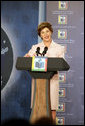 Mrs. Laura Bush delivers opening remarks Monday, Sept. 18, 2006, during the White House Conference on Global Literacy. The program was held at the New York Public Library. White House photo by Shealah Craighead