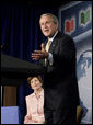President George W. Bush and Laura Bush attend the White House Conference on Global Literacy at The New York Public Library in New York City Monday, September 18, 2006. The conference encourages international involvement and new partnerships to support literacy efforts. It highlights several UNESCO programs. White House photo by Eric Draper