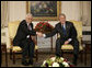 President George W. Bush meets with President Mahmoud Abbas of the Palestinian Authority, Wednesday, Sept. 20, 2006, during the President's visit to New York City for the United Nations General Assembly. White House photo by Eric Draper