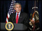 President George W. Bush remarks on an agreement reached with Senate Republicans regarding interrogation legislation during a visit to Orlando, Fla., Thursday, Sept. 21, 2006.  White House photo by Paul Morse