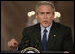 President George W. Bush offers remarks Tuesday, Sept. 26, 2006, during a joint press availability in the East Room with President Hamid Karzai, of the Islamic Republic of Afghanistan. Said the President, "The fighting in Afghanistan is part of a global struggle. Every victory in the war on terror enhances the security of free peoples everywhere." White House photo by Paul Morse