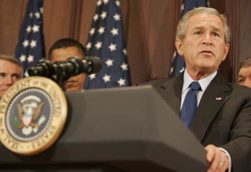 President George W. Bush addresses the audience Tuesday, Sept. 26, 2006, after signing into law S. 2590, the Federal Funding Accountability and Transparency Act of 2006, at the Dwight D. Eisenhower Executive Office Building. White House photo by Kimberlee Hewitt