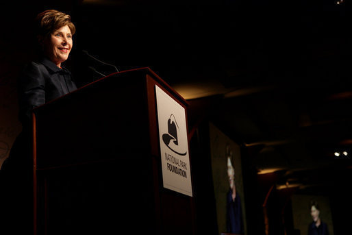 Mrs. Laura Bush delivers remarks during the National Park Foundation’s Gala Thursday, October 5, 2006 in New York City. The foundation supports youth engagement, education, health and wellness programs and strengthens the connection between the American people and their National Parks and by raising private funds and increasing public awareness. White House photo by Shealah Craighead