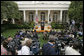 President George W. Bush discusses North Korea during a press conference in the Rose Garden Wednesday, Oct. 11, 2006. "I've spoken with other world leaders, including Japan, China, South Korea, and Russia," said President Bush. "We all agree that there must be a strong Security Council resolution that will require North Korea to abide by its international commitments to dismantle its nuclear programs." White House photo by Paul Morse
