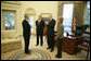 President George W. Bush meets with the leadership of the Southern Baptist Convention in the Oval Office Wednesday, Oct. 11, 2006. Pictured with the President are Dr. Morris Chapman, left, Dr. Frank Page and his wife Dayle Page. White House photo by Paul Morse