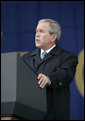 President George W. Bush delivers his remarks at the groundbreaking ceremony Monday, Nov. 13, 2006, for the Martin Luther King Jr. National Memorial on the National Mall in Washington, D.C. President Bush said “The King Memorial will be a fitting tribute, powerful and hopeful and poetic, like the man it honors.” 