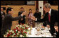 President George W. Bush exchanges toasts with Viet President Nguyen Minh Triet during a State Banquet Friday, Nov. 17, 2006, at the International Convention Center in Hanoi. President Bush told his host, "Vietnam is a country that's taking its rightful place as a strong and vibrant nation," adding he hoped its people know they have the friendship of the American people. White House photo by Paul Morse