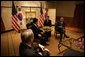 President George W. Bush meets with President Roh Moo-Hyun of the Republic of Korea Saturday, Nov. 18, 2006, at the Sheraton Hanoi hotel. Afterward, the President told the media, "We had a discussion like you would expect allies to have a discussion. We are allies in peace." White House photo by Eric Draper