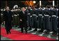 President George W. Bush and President Toomas Hendrik Ilves of Estonia review the troops during the arrival ceremony Tuesday, Nov. 28, 2006, in Tallinn at Kadriorg Palace. White House photo by Eric Draper