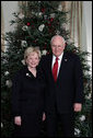 Vice President Dick Cheney and Mrs. Lynne Cheney pose for a holiday portrait in front of the Christmas tree at the Vice President's Residence at the U.S. Naval Observatory in Washington, D.C., Tuesday, December 12, 2006. White House photo by David Bohrer