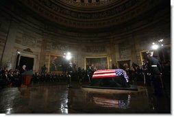 Vice President Dick Cheney delivers the eulogy for former President Gerald R. Ford during the State Funeral ceremony in the Rotunda of the U.S. Capitol, Saturday, December 30, 2006.  White House photo by David Bohrer