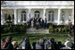 President George W. Bush stands with members of his Cabinet in the Rose Garden at the White House, Wednesday, Jan. 3, 2007, as he addresses members of media following the first Cabinet meeting of 2007. White House photo by Eric Draper