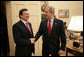 President George W. Bush welcomes European Commission President José Manuel Barroso to the Oval Office, Monday, January 8, 2007. White House photo by Eric Draper