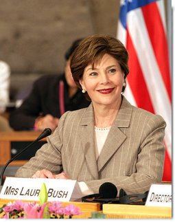 Mrs. Laura Bush, who serves as an Honorary Ambassador to the United Nations Decade of Literacy, participates in an UNESCO roundtable discussion in Paris Monday, Jan. 15, 2007. Following the White House Conference on Global Literacy held in September 2006, UNESCO is hosting upcoming regional literacy conferences in Qatar, Costa Rica, Azerbaijan and Asia.  White House photo by Shealah Craighead