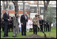 Mrs. Laura Bush plants an olive tree during her visit to the American Hospital of Paris Tuesday, Jan. 16, 2007, in Neuilly-on-Seine, France. Mrs. Bush is in France for a three-day visit to Paris. White House photo by Shealah Craighead