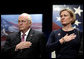 Vice President Dick Cheney stands with Susan Ford Bales, daughter of former President Gerald R. Ford, while the U.S. national anthem is played during the naming ceremony for the new U.S. Navy aircraft carrier, the USS Gerald R. Ford, at the Pentagon in Washington, D.C., Tuesday, Jan. 16, 2007. The nuclear-powered vessel will go into service in 7-8 years and will be the first in the new Gerald R. Ford class of aircraft carriers in the U.S. Navy. White House photo by Paul Morse