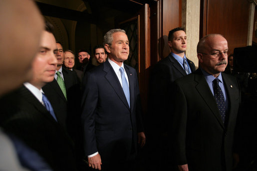 President George W. Bush enters the House Chamber of the U.S. Capitol for his State of the Union address, Tuesday, Jan. 23, 2007. White House photo by David Bohrer