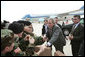 President George W. Bush greet National Guard personnel at New Castle Airport., Wednesday, Jan. 24, 2007. White House photo by Paul Morse