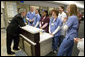 President George W. Bush visits with medical staff on his tour at the Saint Luke’s-Lee’s Summit hospital in Lee’s Summit, Mo., Thursday, Jan 25, 2007. President Bush later participated in a roundtable discussion on health care initiatives. White House photo by Eric Draper