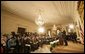 President George W. Bush delivers brief remarks before taking questions from the White House press pool Wednesday, Feb. 14, 2007, during a press conference in the East Room of the White House. White House photo by Eric Draper