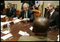 President George W. Bush meets with members of the nation’s health insurance industry Tuesday, Feb. 20, 2007 in the Roosevelt Room at the White House, to discuss the effect of the President’s health care proposals on the individual health insurance market. White House photo by Eric Draper