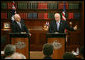 Vice President Dick Cheney answers a question Saturday, Feb. 24, 2007, during a joint press availability with Australian Prime Minister John Howard at the Prime Minister's office in Sydney. White House photo by David Bohrer